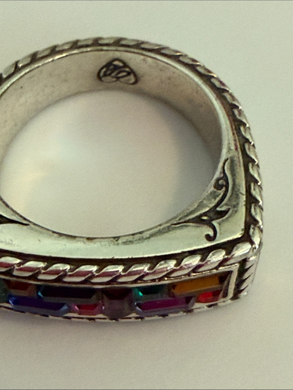 Brighton St. Michel - Multicolor Inlay Square Sterling Silver Ring - Picture 10 of 10